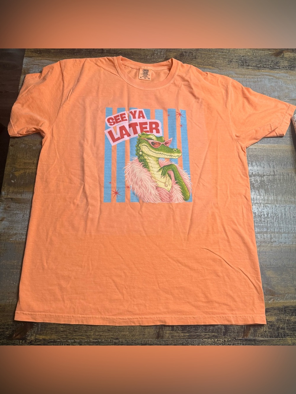 Comfort Colors cantaloupe Alligator 'See Ya Later' Graphic Tee